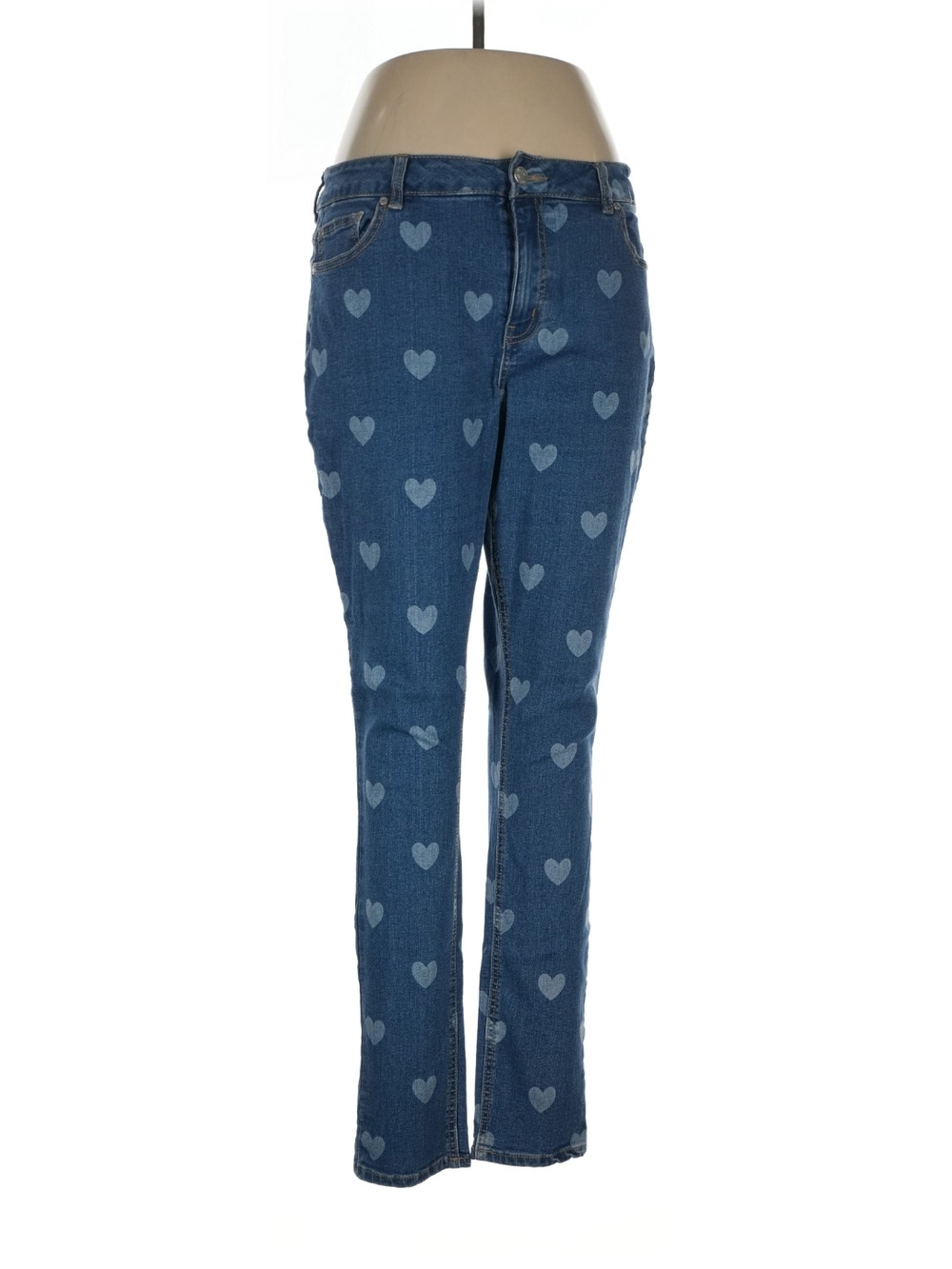 C Established 1946 Blue Heart-Print Straight-Leg Jeans